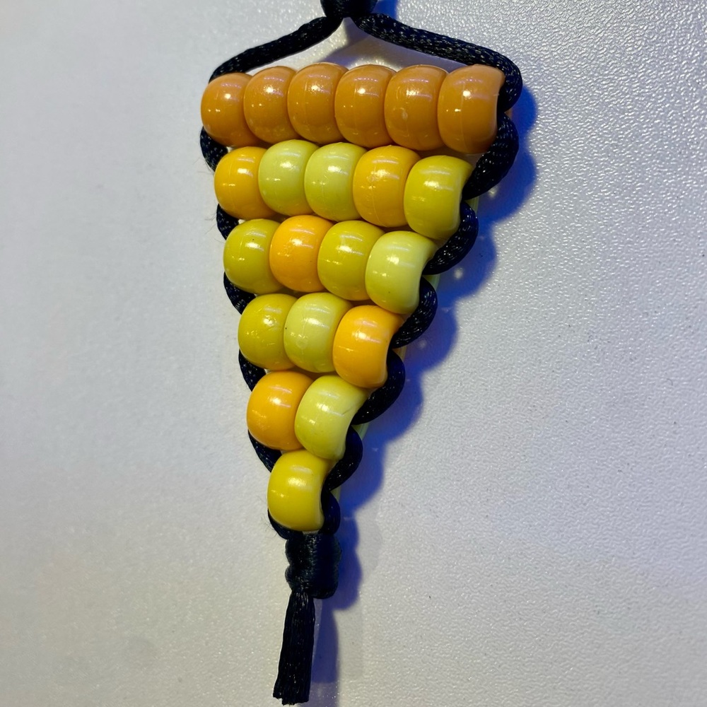handmade pizza slice cheese bead keychain